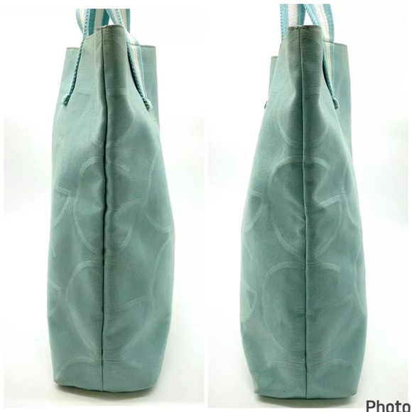 Auth Gucci Big GG Teal Blue/White Tote Bag - Picture 8 of 10